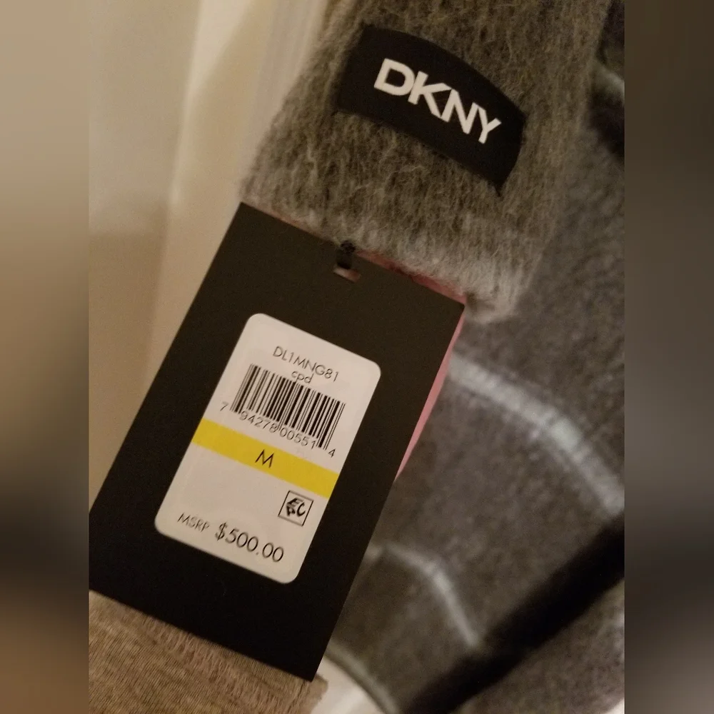 DKNY Women's Knit-Collar Belted Wrap Coat Charcoal Grey Wool - Picture 8 of 9